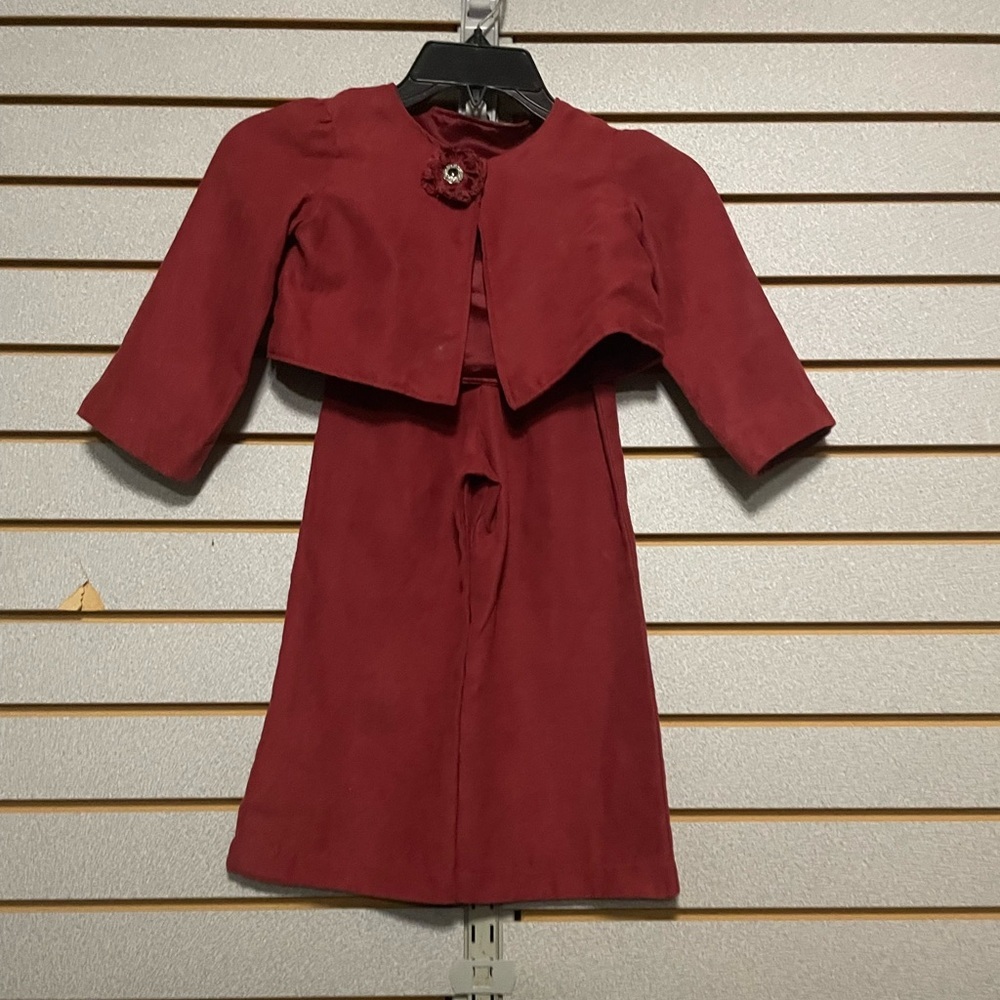 Handmade‎ 2 Piece Set Jacket Trouser Pants Maroon Size 3 4 Velour Like